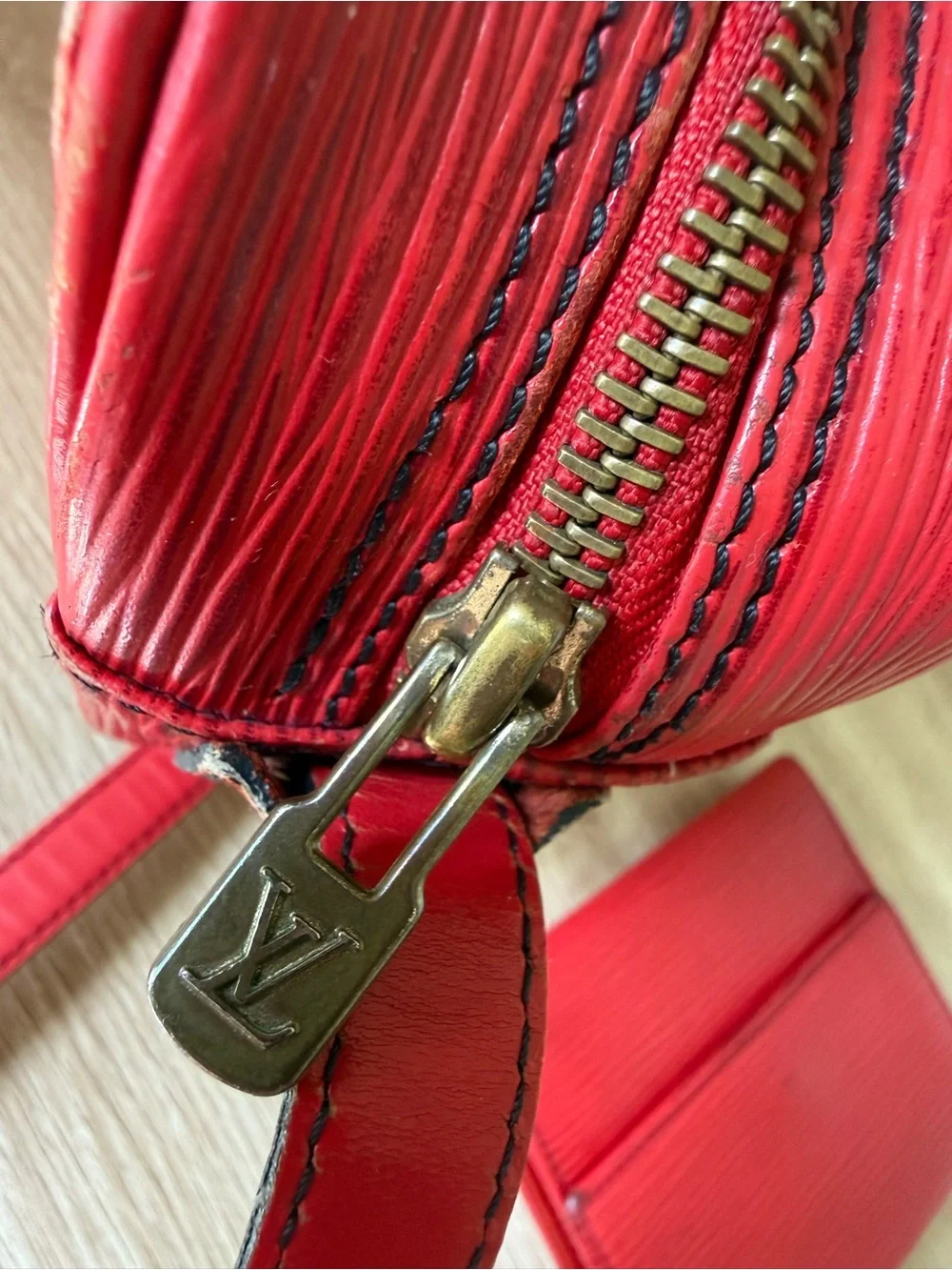 Louis Vuitton Red Epi Leather Crossbody with Matching Wallet **has call-outs**